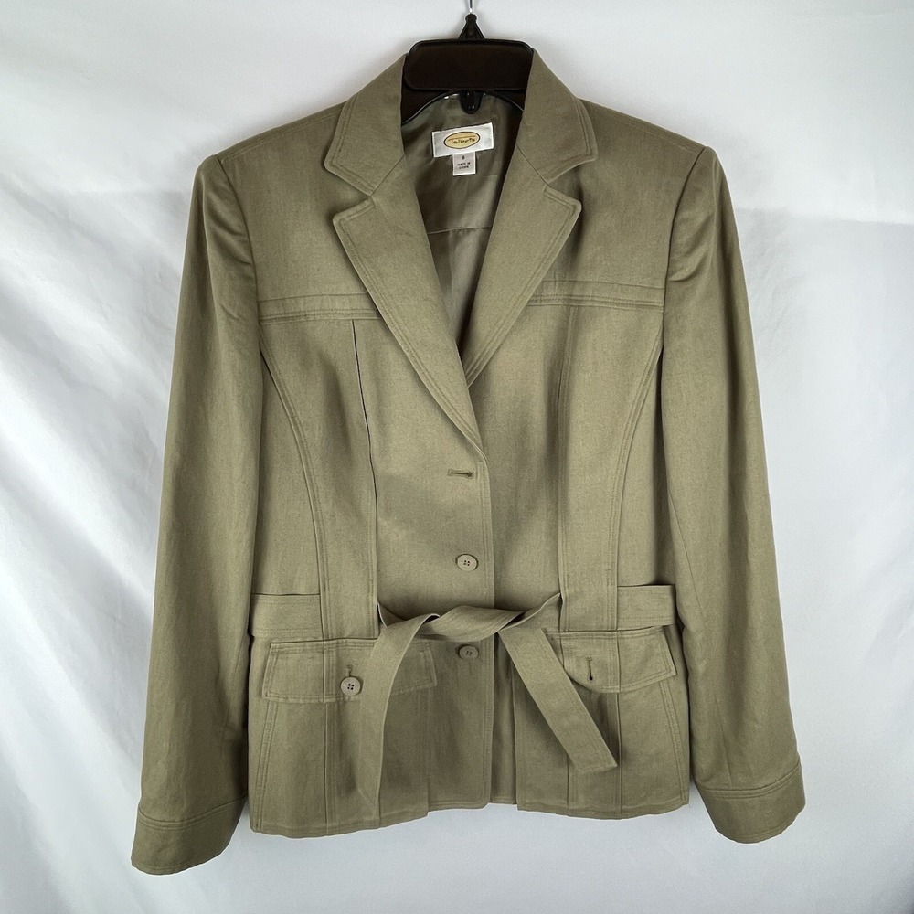 Talbots Jacket Womens Size 8 Linen Beige Belted